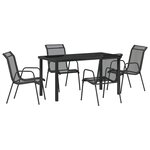 vidaXL Ensemble de salle à manger pour jardin 5 Pièces Noir