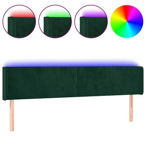 vidaXL Tête de lit à LED Vert foncé 183x16x78/88 cm Velours
