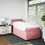 vidaXL Sommier à lattes de lit avec matelas Rose 90x200 cm Velours