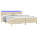 vidaXL Lit à ressort LED avec matelas Crème 200 x 200 cm tissu