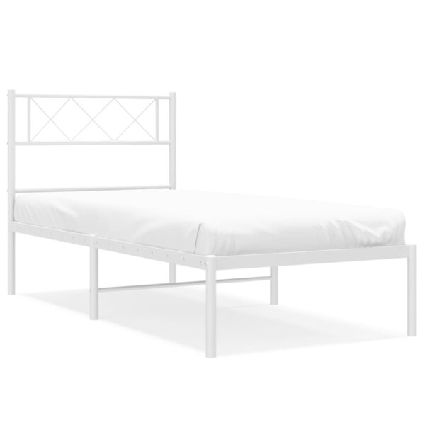 vidaXL Cadre de lit métal sans matelas et tête de lit blanc 107x203 cm