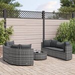 vidaXL Salon de jardin avec coussins 7 Pièces gris résine tressée