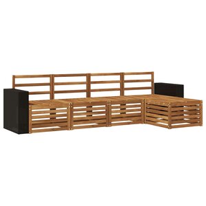 vidaXL Ensemble de canapés d'extérieur 5 Pièces Naturel