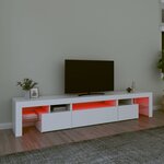 vidaXL Meuble TV avec lumières LED Blanc 215x36 5x40 cm