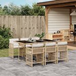 vidaXL Ensemble à manger de jardin et coussins 7 Pièces beige poly rotin
