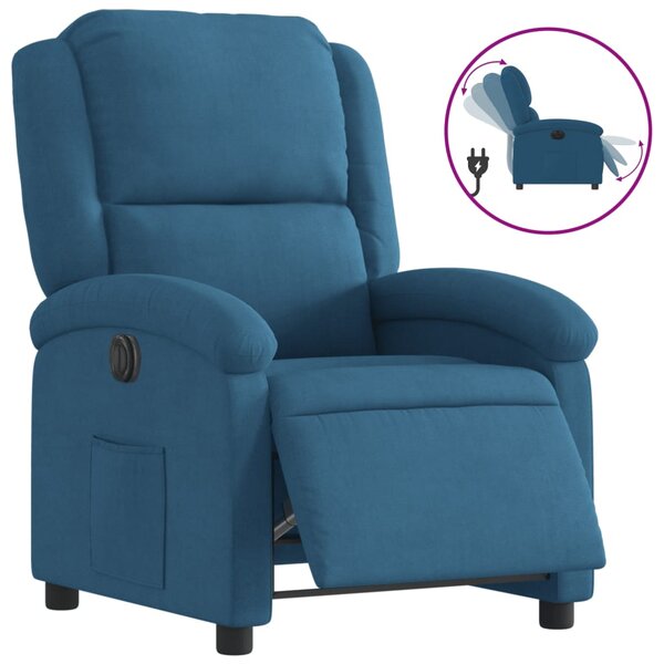 vidaXL Fauteuil inclinable électrique bleu velours