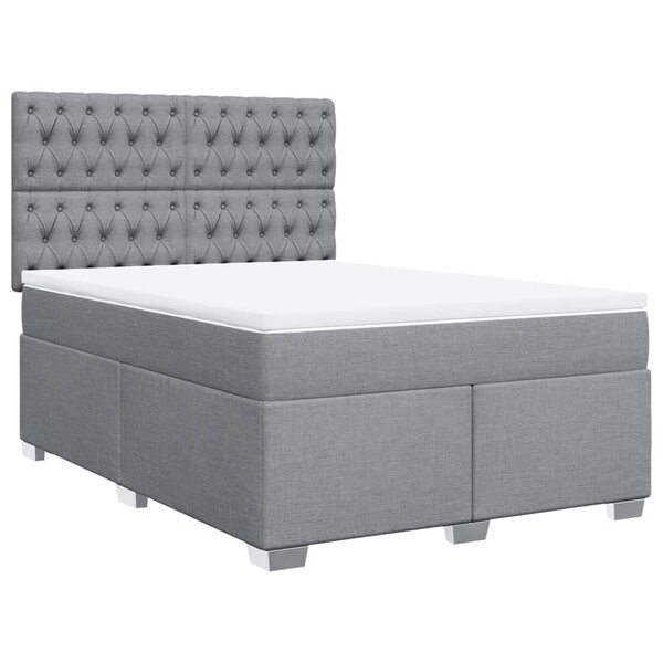 vidaXL Sommier à lattes de lit avec matelas Gris clair 160x200cm Tissu