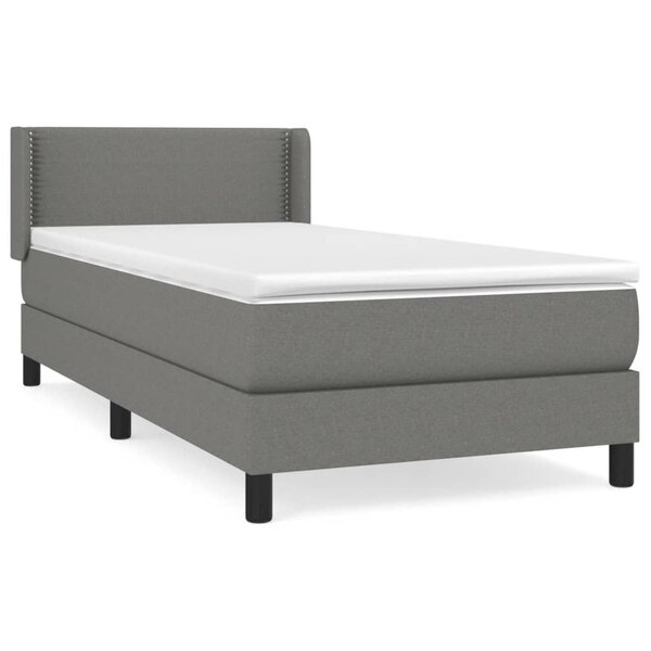 vidaXL Sommier à lattes de lit avec matelas Gris foncé 90x200 cm Tissu