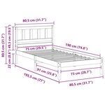 vidaXL Cadre de lit Marron 75 x 190 cm Bois massif en pin