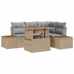 vidaXL Ensemble de canapé de jardin 5 Pièces Beige Poly rotin