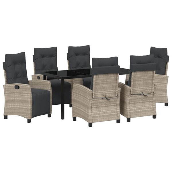 vidaXL Ensemble de salle à manger pour jardin 7 Pièces Gris clair