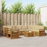vidaXL Ensemble de canapés d'extérieur 10 pc Naturel et Beige