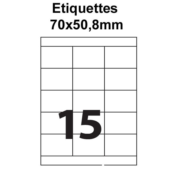 Étiquettes adhésives  70x50 8mm  (15étiquettes/feuille) - blanc - 20 feuilles -t3azur