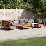 vidaXL Salon de jardin avec coussins 8 Pièces bois massif d'acacia