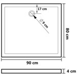vidaXL Receveur de douche rectangulaire ABS Blanc 80x90 cm