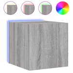 vidaXL Meuble TV mural avec lumières LED sonoma gris 30 5x35x30 cm