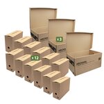 Pack and Move - Lot de 12 boites archives Taille XL - 54 x 36 x 28 cm - Caisse de stockage incluse