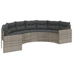 vidaXL Canapé de jardin avec coussins demi-rond gris résine tressée