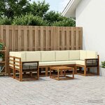 vidaXL Ensemble de canapés d'extérieur 6 pc Naturel et Crème