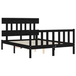 vidaXL Cadre de lit avec tête de lit noir 140x190 cm bois massif