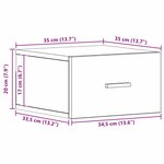 vidaXL Cabinet de chevet mural avec tiroir Chêne noir 35 x 35 x 20 cm