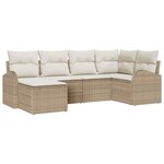 vidaXL Ensemble de canapé de jardin 6 Pièces Beige et blanc Poly rotin