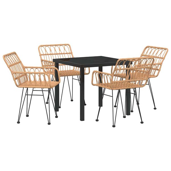 vidaXL Ensemble de salle à manger pour jardin 5 Pièces Marron Poly rotin