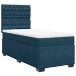 vidaXL Sommier à lattes de lit avec matelas bleu 90x190 cm velours