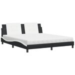 vidaXL Lit avec matelas noir et blanc 180x200 cm similicuir
