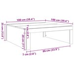 vidaXL Table basse gris béton 100x100x35 cm bois d'ingénierie