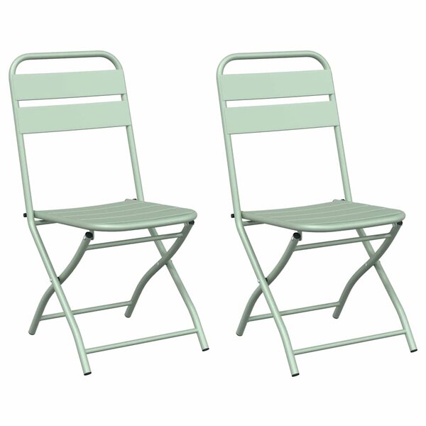 vidaXL Chaise de jardin pliante 2 Pièces Vert 55 x 56 5 x 91cm Acier