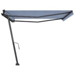 vidaXL Auvent manuel rétractable sur pied 400x350 cm Bleu/Blanc