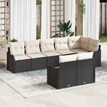 vidaXL Ensemble de canapé de jardin 8 Pièces Noir et blanc Poly rotin