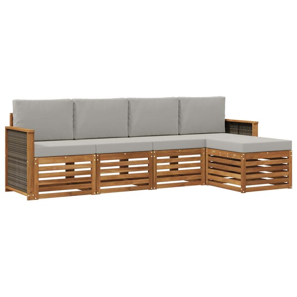 vidaXL Ensemble de canapés d'extérieur 5 pc Naturel et gris clair