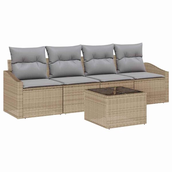 vidaXL Ensemble de canapé de jardin 5 Pièces Beige  Gris clair