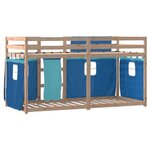 vidaXL Lit superposé avec rideaux bleu 90x200 cm bois pin massif