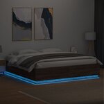 vidaXL Cadre de lit avec lumières LED chêne marron 200x200 cm