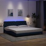 vidaXL Cadre de lit avec LED sans matelas bleu 200x200 cm tissu