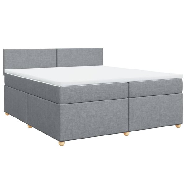 vidaXL Sommier à lattes de lit avec matelas Gris clair 200x200cm Tissu