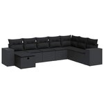 vidaXL Salon de jardin 8 Pièces avec coussins noir résine tressée