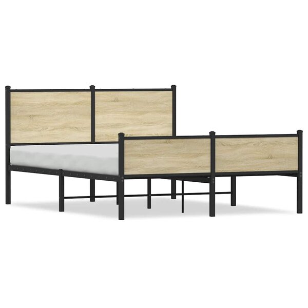 vidaXL Cadre de lit en métal sans matelas chêne sonoma 140x200 cm