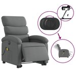 vidaXL Fauteuil inclinable de massage électrique Gris foncé Tissu