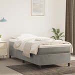 vidaXL Sommier à lattes de lit et matelas Gris clair 90x200 cm Velours