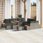 vidaXL Ensemble de canapé de jardin avec coussin 13 Pièces Gris
