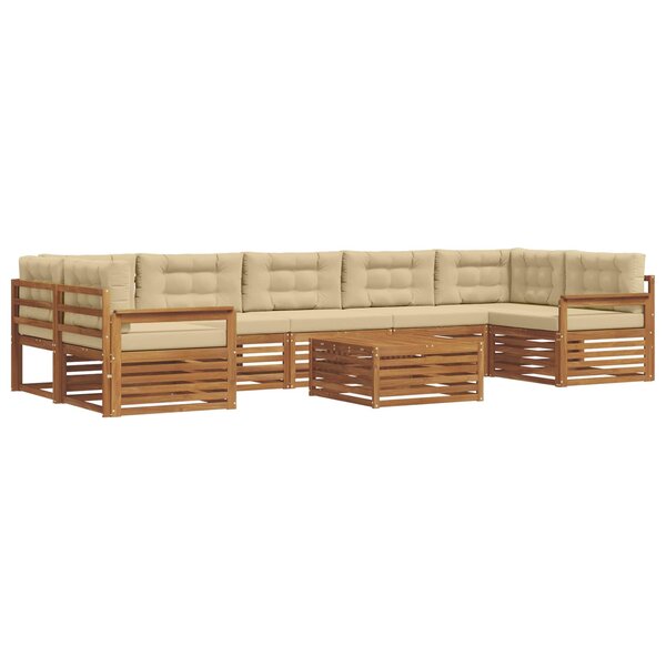vidaXL Ensemble de canapés d'extérieur 8 pc Naturel et Beige