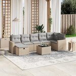 vidaXL Salon de jardin avec coussins 8Pièces mélange beige résine tressée