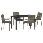 vidaXL Ensemble de Salle à Manger de Jardin 5 Pièces Avec Coussins Gris Poly Rattan