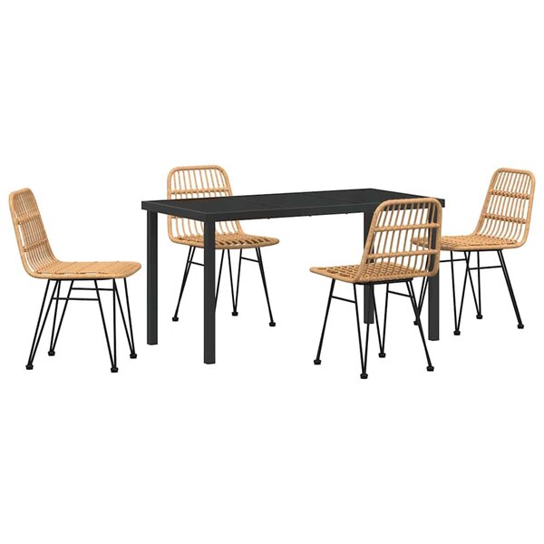 vidaXL Ensemble de salle à manger pour jardin 4 Pièces Marron Poly rotin