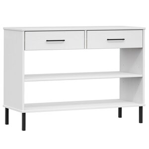 vidaXL Armoire console avec pieds en métal Blanc Bois pin massif OSLO