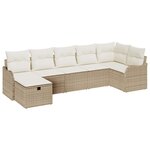 vidaXL Ensemble de canapé de jardin avec coussin 7 Pièces beige et crème